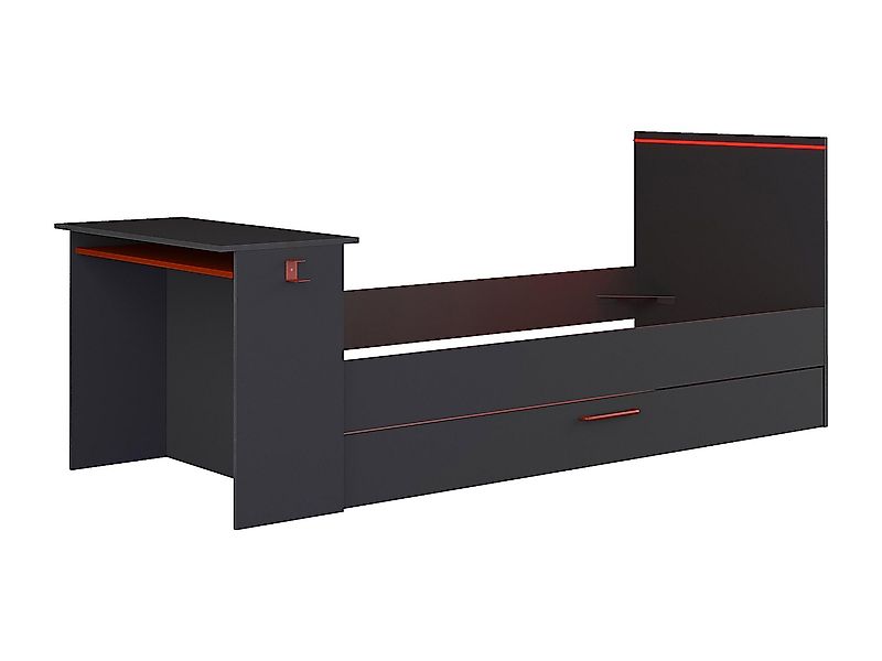 Ausziehbett Gamer mit Schreibtisch & LEDs - 90 x 200 und 90 x 190 cm - Anth günstig online kaufen