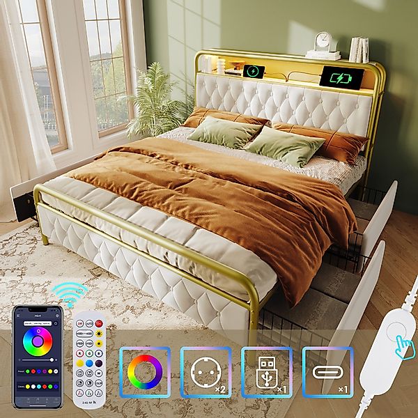 STILVORA Polsterbett Stauraumbett 140×200 Bettgestell Jugendbett günstig online kaufen