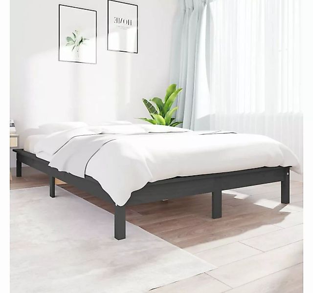 furnicato Bett Massivholzbett Grau 120x190 cm Kiefer günstig online kaufen