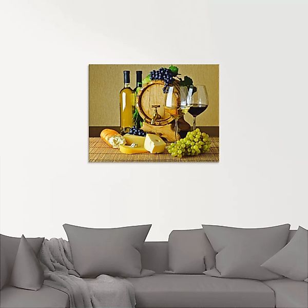 Artland Glasbild "Käse, Wein und Trauben", Lebensmittel, (1 St.) günstig online kaufen