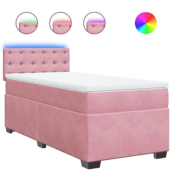 vidaXL Boxspringbett mit Matratze Rosa 100x200 cm Samt 3288551 günstig online kaufen