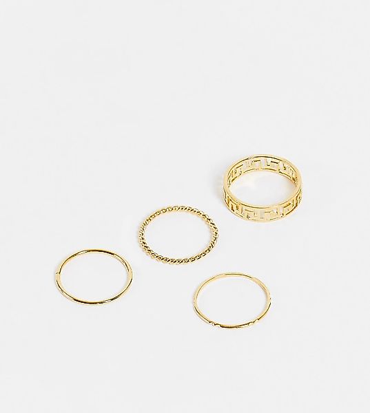 Orelia – Vergoldete Ringe mit Zierausschnitten im griechischen Stil, 4er-Se günstig online kaufen