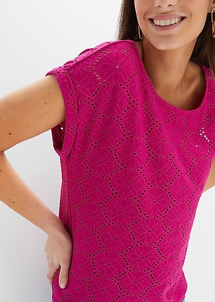 bonprix T-Shirt Oversize-Passform, mit Lochstickerei-Muster, elastisches Ma günstig online kaufen