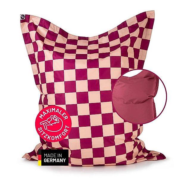 Lumaland Sitzsack XXL-Sitzsack Karo 380L weinrot/pfirsich, mit EPS-Perlen - günstig online kaufen