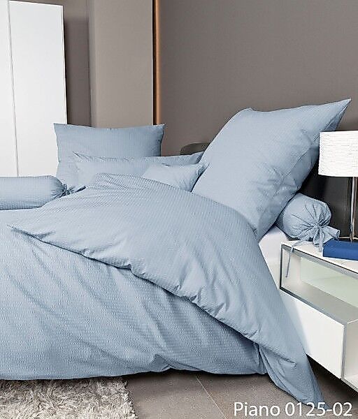 Janine Janine Mako-Soft-Seersucker Bettwäsche PIANO 0125 perlblau Größe:  4 günstig online kaufen