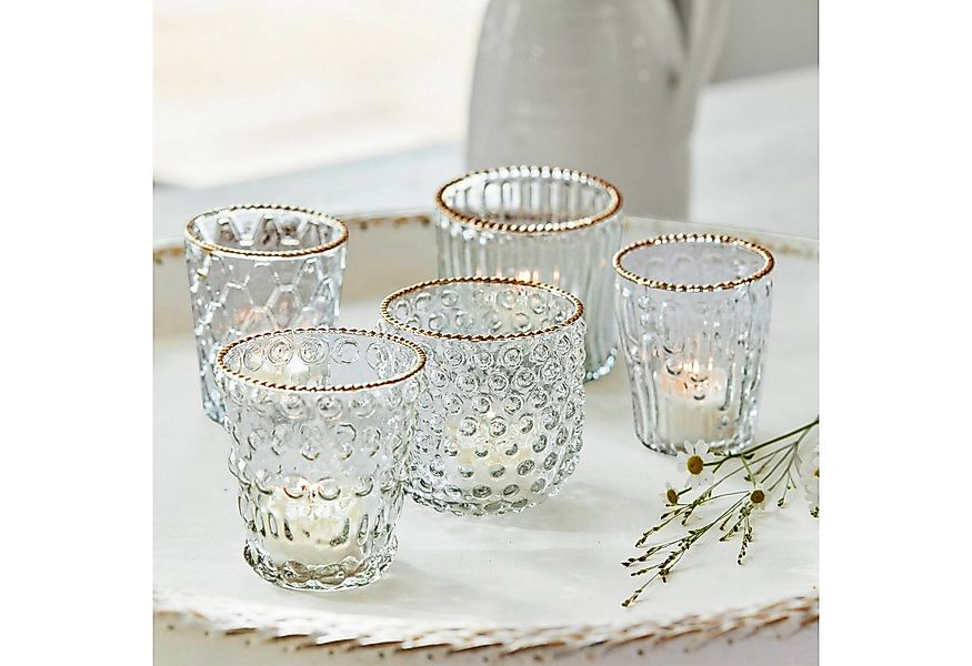 Mirabeau Windlicht Windlicht 5er Set Jarnac klar/gold (5er Set, 5er Set) günstig online kaufen