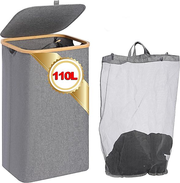 ibettertec Wäschekorb Wäschekorb mit Deckel 110L,1 günstig online kaufen