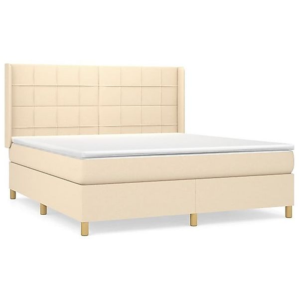 vidaXL Boxspringbett, Boxbett mit Matratze Creme 160x200 cm Stoff günstig online kaufen