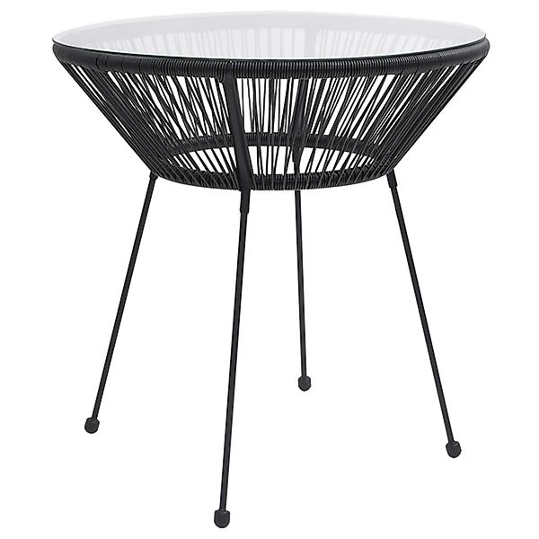 vidaXL Garten-Esstisch Schwarz Ø70x74 cm Rattan und Glas 312165 günstig online kaufen