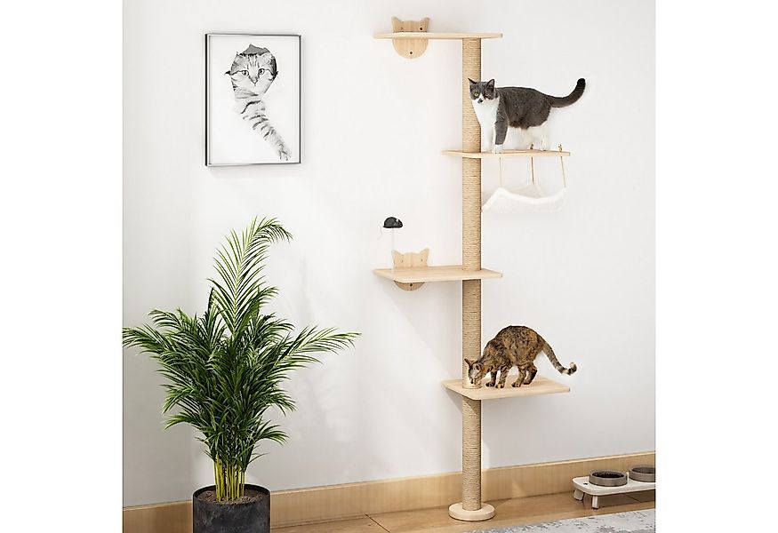 FURPAL Kratzbaum Kletterbaum Katze Wand, mit Hängematte & Kratzstamm, Wandm günstig online kaufen