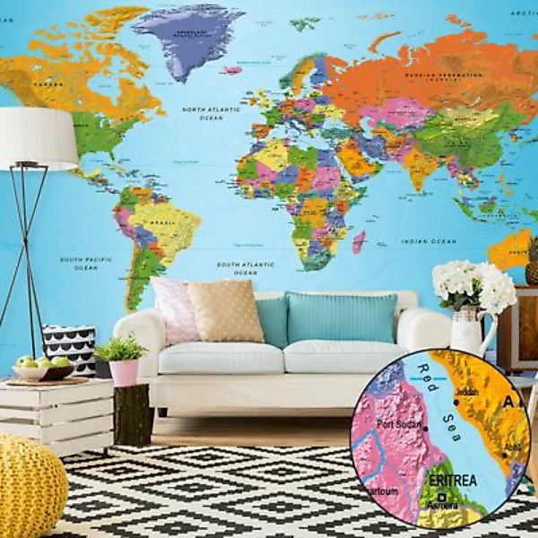 artgeist Fototapete World Map: Colourful Geography II mehrfarbig Gr. 500 x günstig online kaufen
