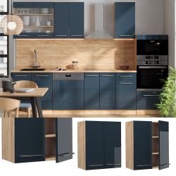 Vicco Hängeschrank Fame-Line, Dunkelblau Hochglanz/Goldkraft Eiche, günstig online kaufen