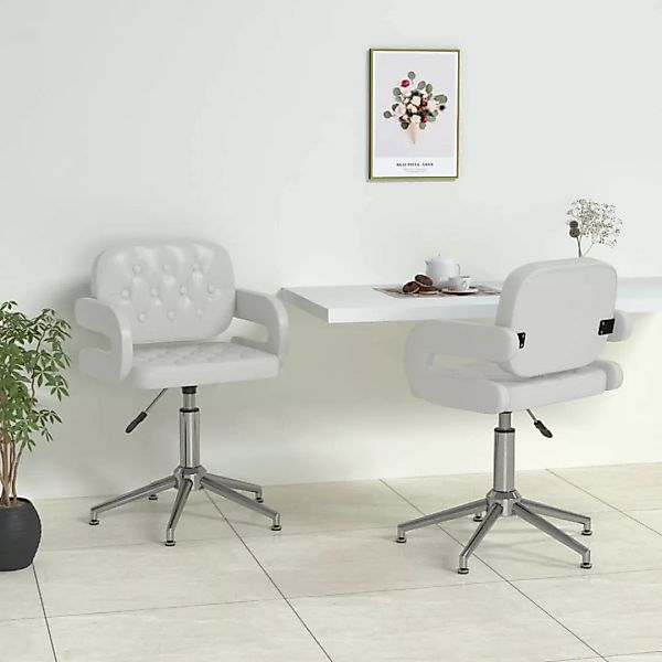 Esszimmerstühle 2 Stk. Drehbar Weiß Kunstleder günstig online kaufen