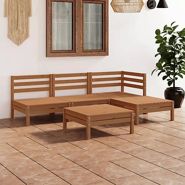 5-tlg. Garten-lounge-set Massivholz Kiefer Honigbraun günstig online kaufen