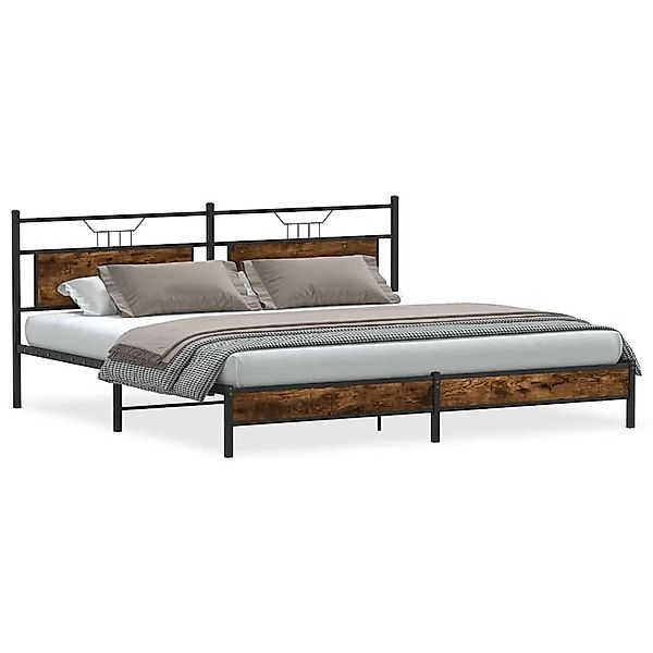 vidaXL Bett Metallbett ohne Matratze Räuchereiche günstig online kaufen