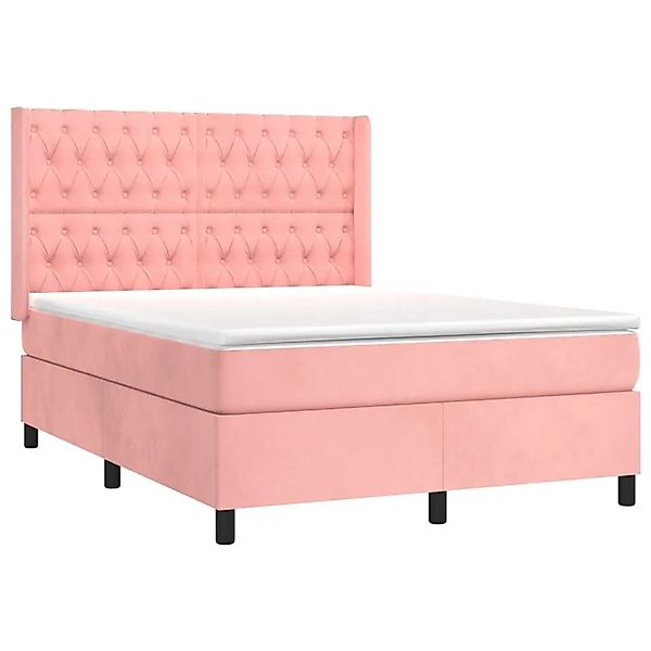 vidaXL Boxspringbett mit Matratze und LED Rosa 140x190 cm Samt 3139744 günstig online kaufen