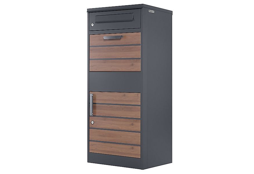 Zelsius Paketbriefkasten RAL7016 Anthrazit mit dunkelbraunen Holzoptik, Die günstig online kaufen