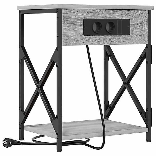 vidaXL Nachttisch mit Ladestation Grau Sonoma 41 x 31 x 51 cm 859511 günstig online kaufen