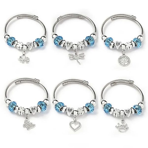 Eyecatcher Armkette Charm-Armband mit blauen Kunststoffperlen günstig online kaufen