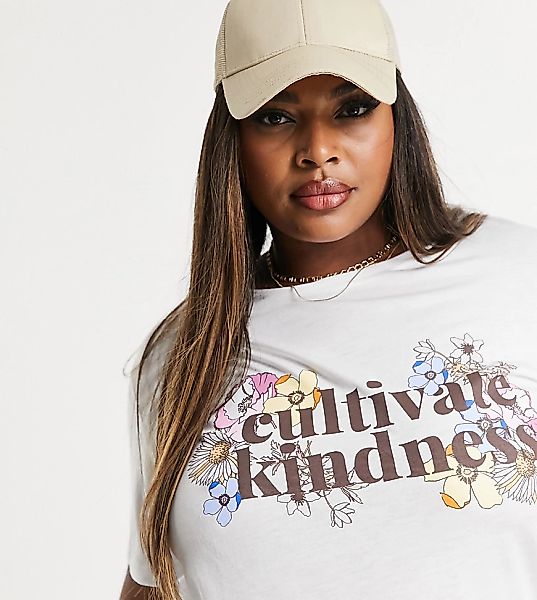 Yours – T-Shirt in Weiß mit „Kindness“-Print günstig online kaufen
