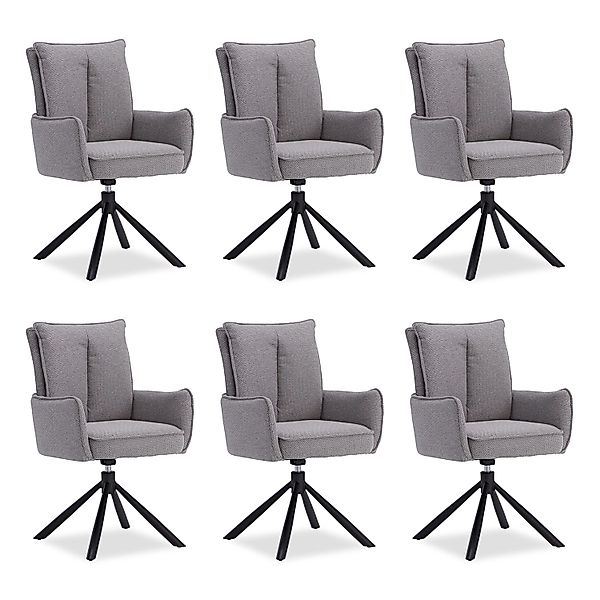 Homestyle4u Polsterstuhl Stoff Grau Drehbar 6er Set 3065 günstig online kaufen