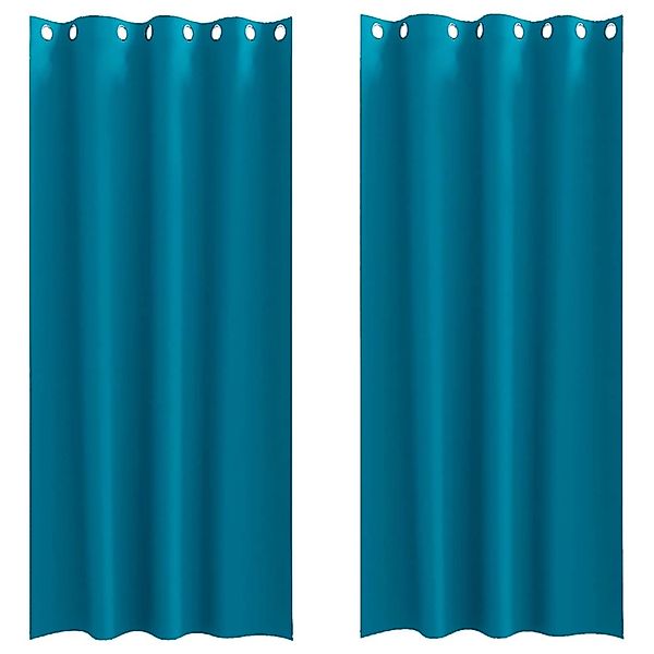 vidaXL Verdunkelungs-Vorhänge mit Ringen Türkis Polyester 4107421 günstig online kaufen