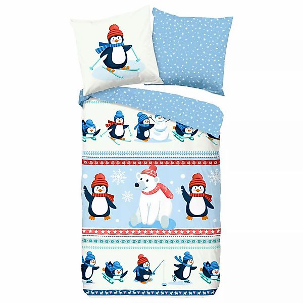 good morning Kinderbettwäsche »Penguins«, Biber, 135x200, Warm, Weich, Wend günstig online kaufen