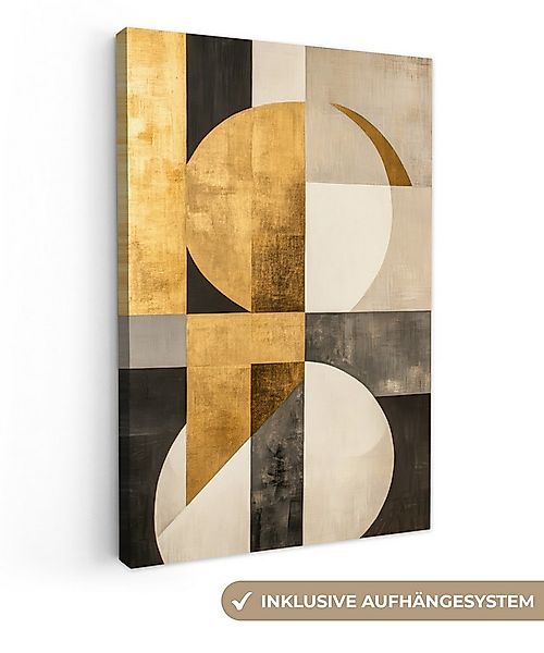 OneMillionCanvasses® Leinwandbild Abstrakt - Gold - Grau - Formen - Geometr günstig online kaufen