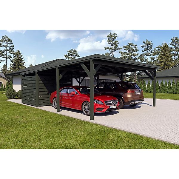 Holzbrüder Carport Ralf 52m² mit kl. Geräteraum Grün-Dornengrün günstig online kaufen