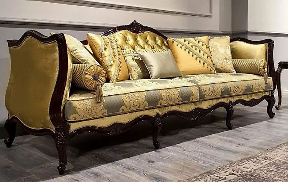 Casa Padrino Sofa Luxus Barock Sofa Gold / Silber / Schwarz - Prunkvolles W günstig online kaufen