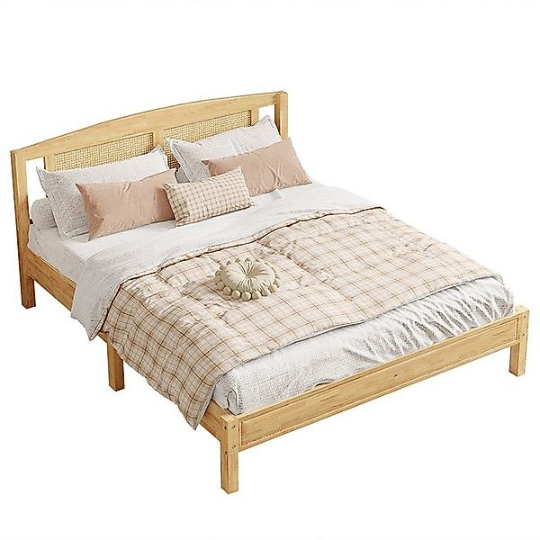 Sweiko Holzbett Doppelbett Rattanbett Holzbett Jugendbett günstig online kaufen