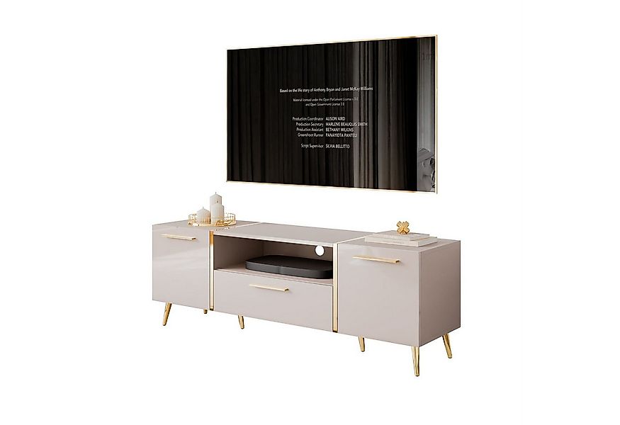 Lookway TV-Schrank ONYX 158 cm Kaschmir Hochglanz mit goldenen Metallbeinen günstig online kaufen