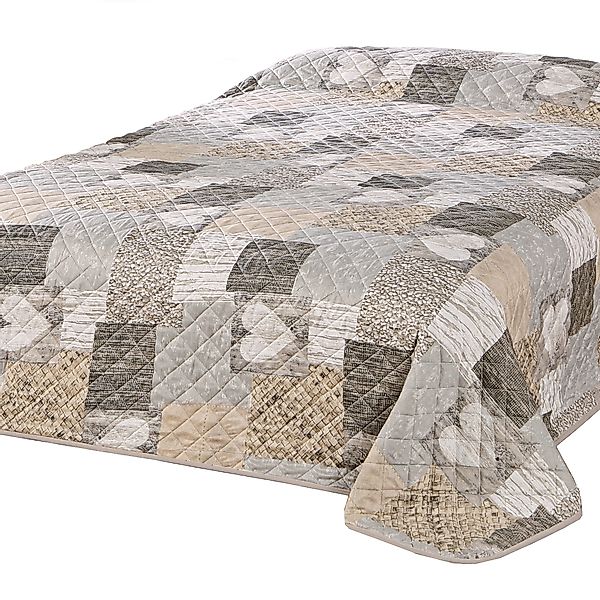 Delindo Lifestyle Tagesdecke Herzen, Patchwork Bettüberwurf, günstig online kaufen