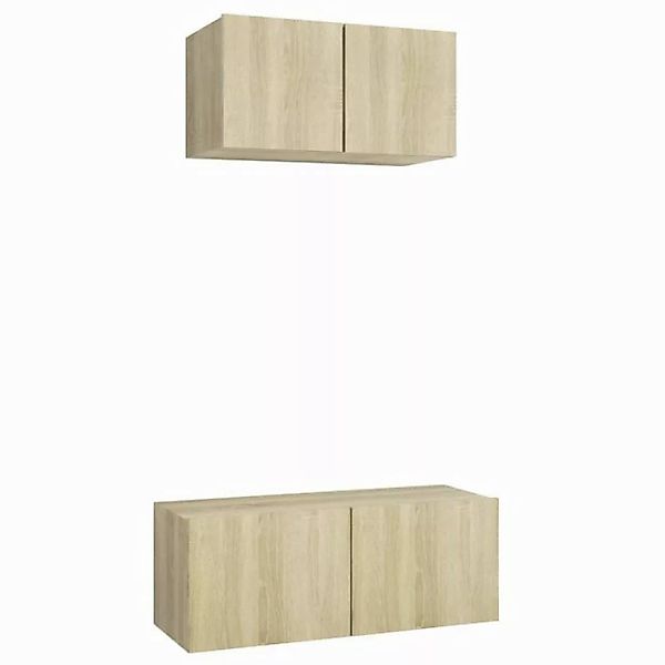 furnicato TV-Schrank 2-tlg. TV-Schrank-Set Sonoma-Eiche Holzwerkstoff (1-St günstig online kaufen