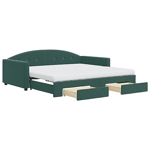 vidaXL Tagesbett Ausziehbar mit Schubladen Dunkelgrün 100x200 cm Samt184748 günstig online kaufen