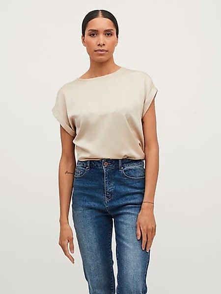 Vila Kurzarmshirt "VIELLETTE S/S SATIN TOP - NOOS", Satin Optik günstig online kaufen