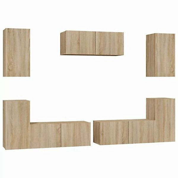 furnicato TV-Schrank 7-tlg. TV-Schrank-Set Sonoma-Eiche Holzwerkstoff (1-St günstig online kaufen