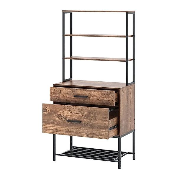 Costway Aktenschrank 3 Regalen 2 Schubladen Rustikales Braun günstig online kaufen