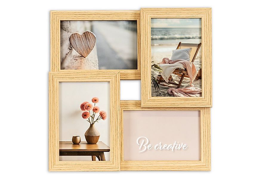 queence Bilderrahmen Collage Rahmen 3D Holz in braun, für 4 Bilder (1 St), günstig online kaufen