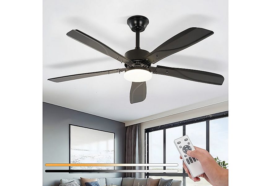 Nettlife Deckenventilator Schwarz LED Deckenlampe Dimmbar Leise 23W 125CM m günstig online kaufen