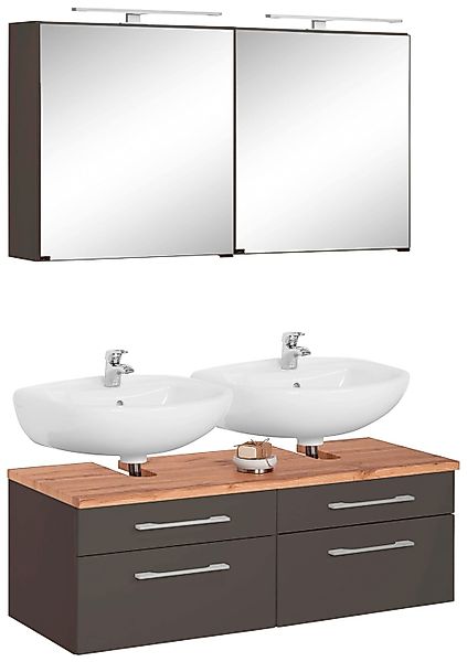 welltime Badmöbel-Set "Davos" 2 Stk. tlg. 2 Spiegelschrank und Waschbeckenu günstig online kaufen