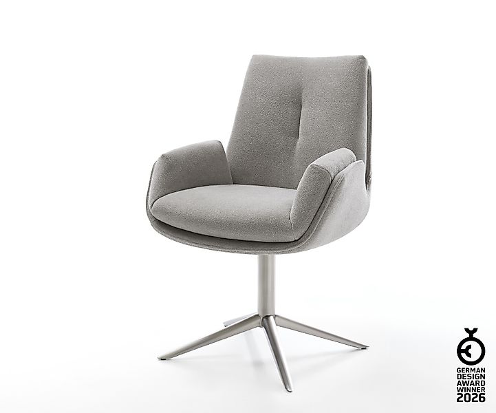 Drehstuhl Clea-Flex Strukturstoff Soft Grau Fußkreuz Edelstahl 360° drehbar günstig online kaufen