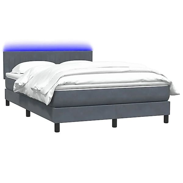vidaXL Boxspringbett mit Matratze & LED Dunkelgrau 160x220 cm Samt 3317128 günstig online kaufen