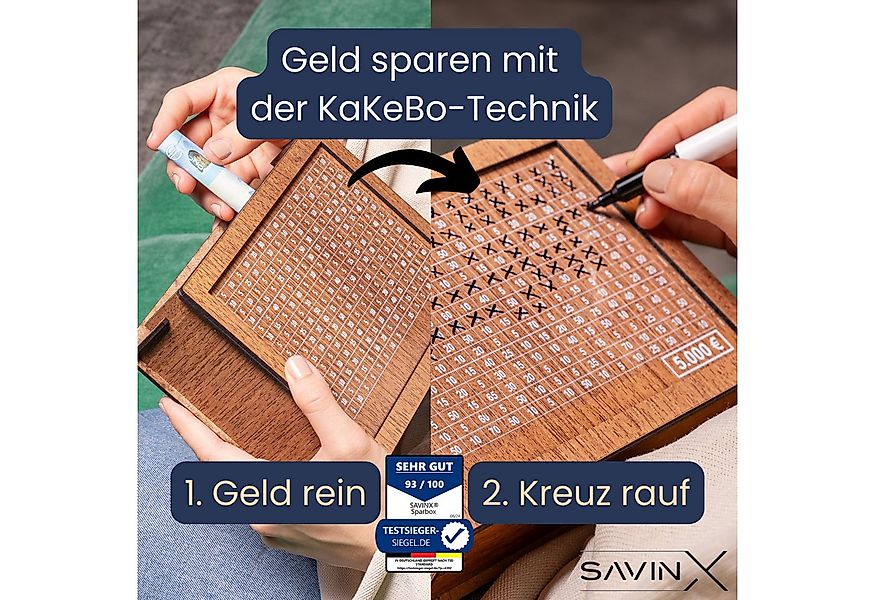 SavinX Spardose SparBox Original (6Größen) - mit Zahlen zum Ankreuzen•Wiede günstig online kaufen