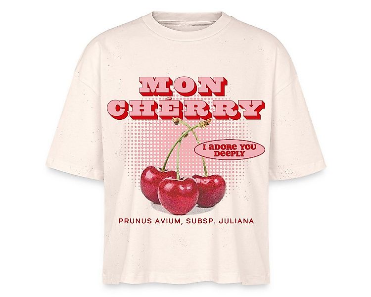 Spreadshirt T-Shirt Mon Cherry Love Vintage Fruit Design Boxy Shirt Damen ( günstig online kaufen