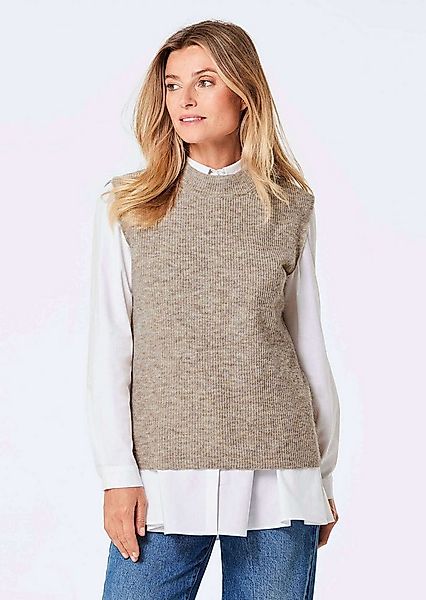 GOLDNER Strickpullover Edler Rippstrick Pullunder, Stehkragen Modischer Kur günstig online kaufen