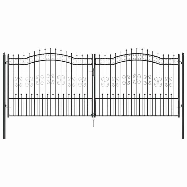 vidaXL Zauntor mit Speer-Top mit Schloss Grau 404 x 150 cm Stahl 42009050 günstig online kaufen
