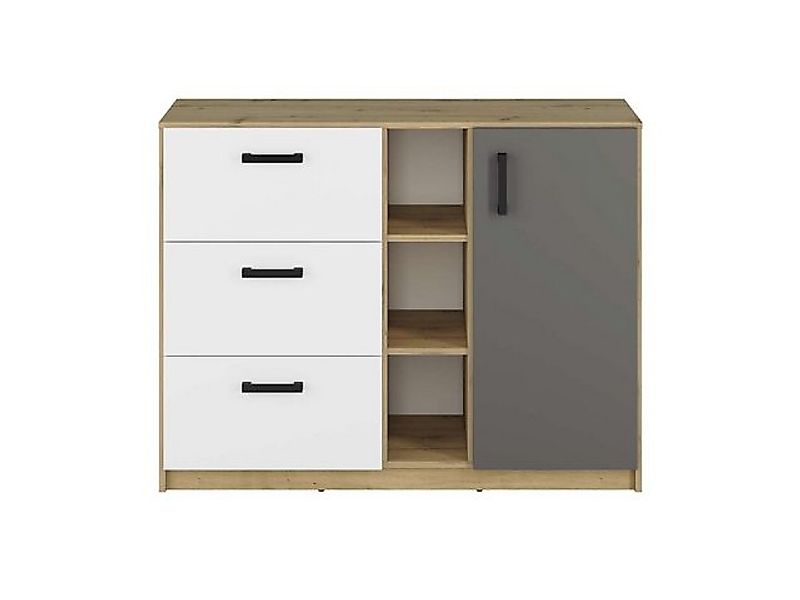 99rooms Kinderkleiderschrank Levi II Eiche Artisan Dekor Weiß Anthrazit günstig online kaufen