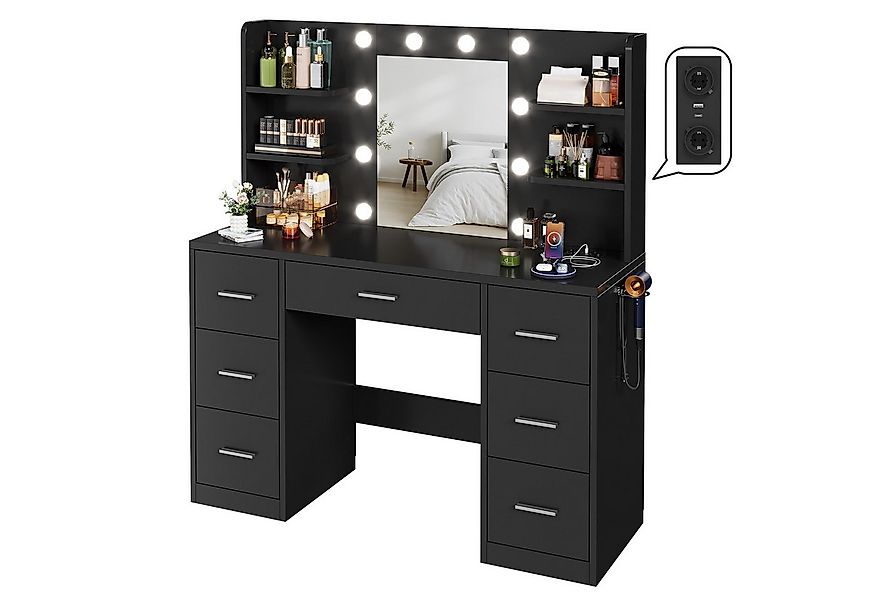 HOMALL Schminktisch Mit dreifarbiger LED-Beleuchtung, mit Spiegel, optional günstig online kaufen