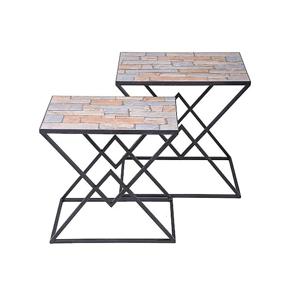 Garden Pleasure Gartentisch Meru Quadratisch Schwarz-Grau 36 cm x 55 cm günstig online kaufen